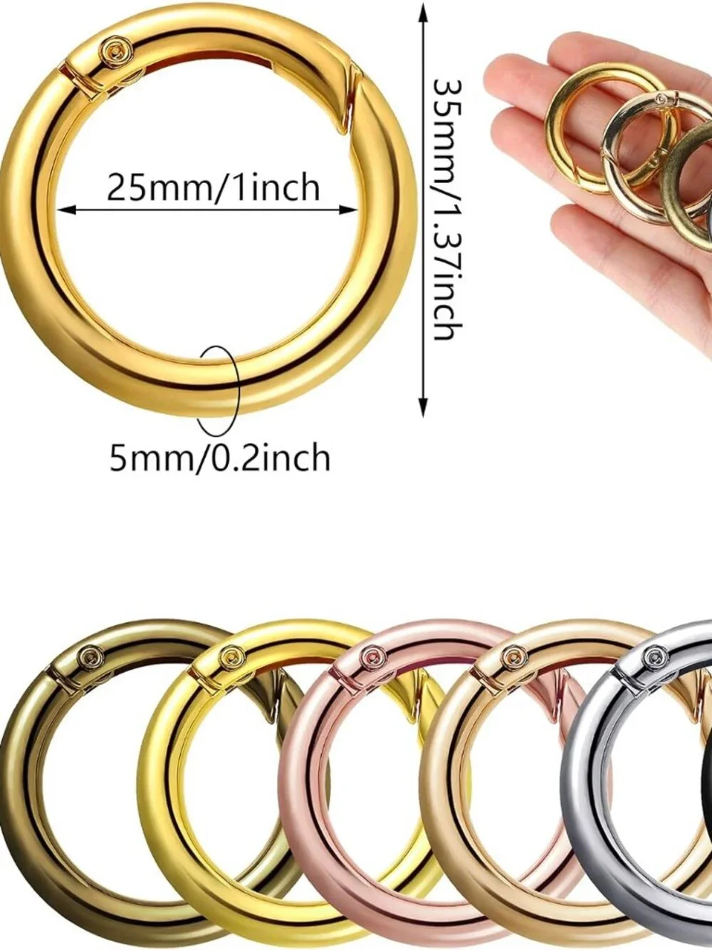 18 Pcs Spring O Rings Alloy Round Clips Circle Trigger Spring O Ring 35mm Snap